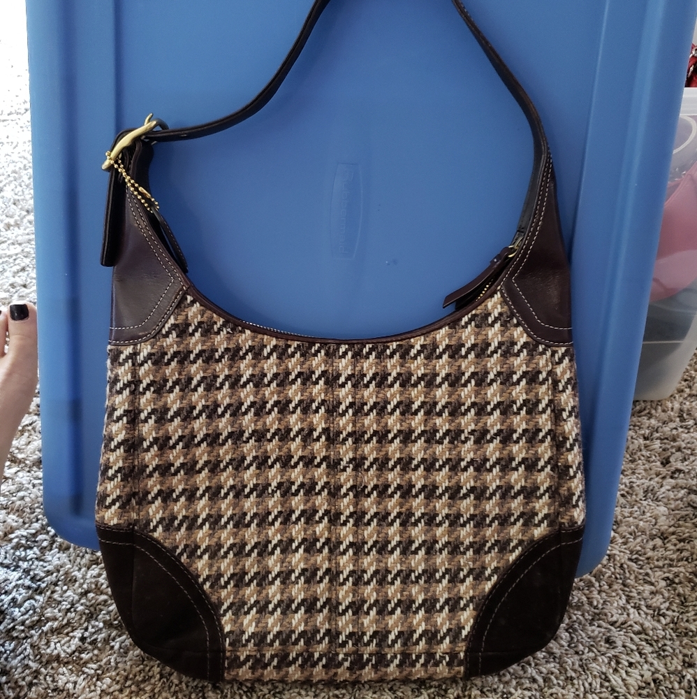 Coach Houndstooth Woven Shoulder Bag